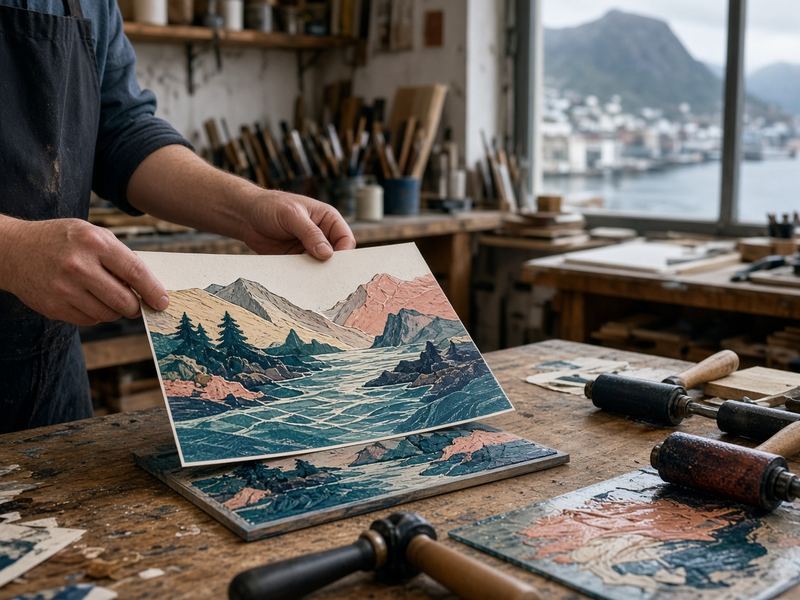 Reduction print at Quietport Print Studio