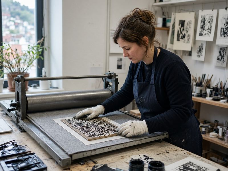 Open press hour at Quietport Print Studio